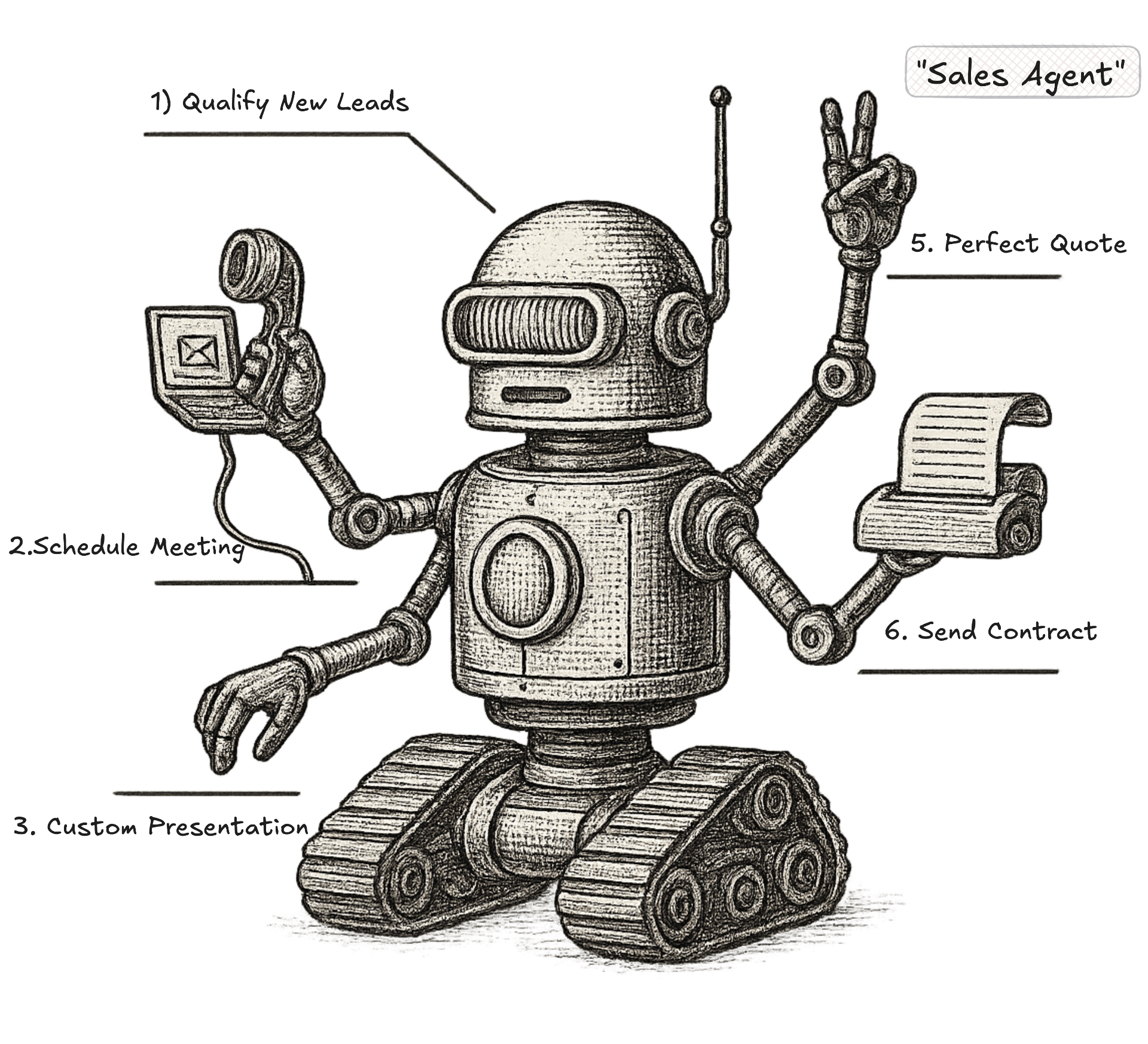 Sales Agent Robot Illustration